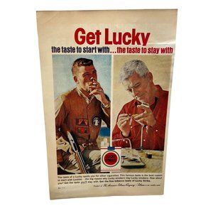 Vintage 1963 Print Ad Lucky Strike Cigarettes Get Lucky Smoking Tobacco Color Ad